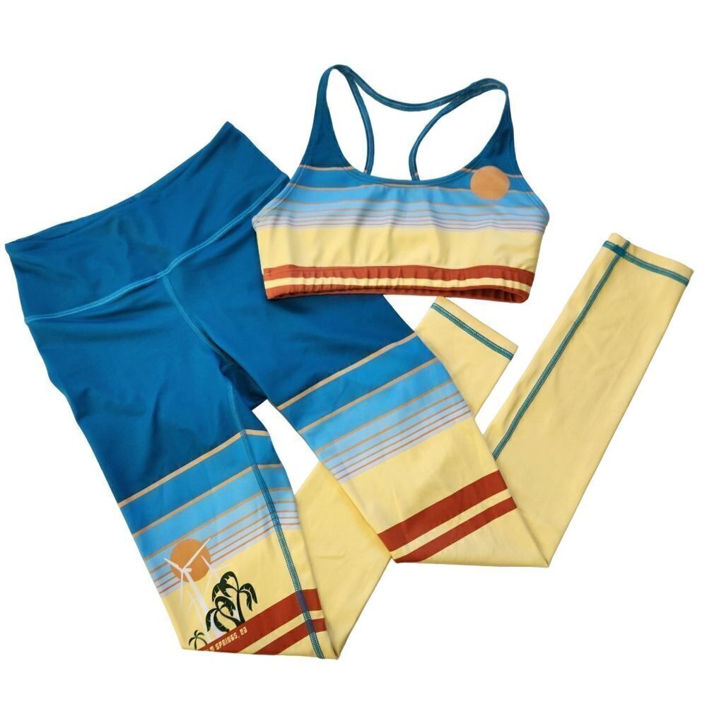 Popactive By Poprageous Dream Legging Sports Bra‎ Set Small Palm Springs Striped